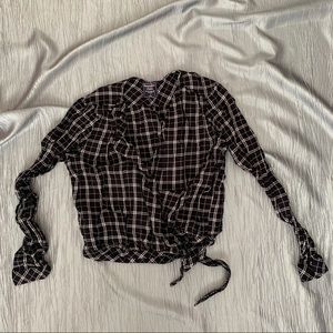 Abercrombie Plaid Self-Tie Wrap Crop Top